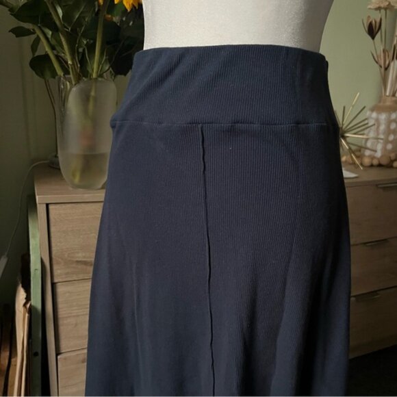 Navy Blue Ribbed 94% Cotton A-Line High-Waist Maxi Stretch Casual Modest Skirt S - Picture 7 of 16